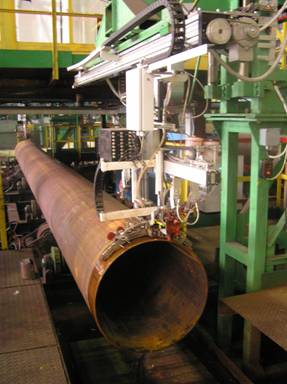 Automated ultrasonic pipes end-areas testing system during their production